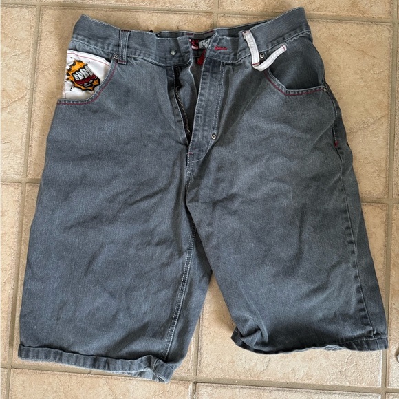 VINTAGE Y2K Raw Blue Smack Denim Jeans Mens 34 Shorts Streetwear Baggy Grunge - Picture 2 of 6